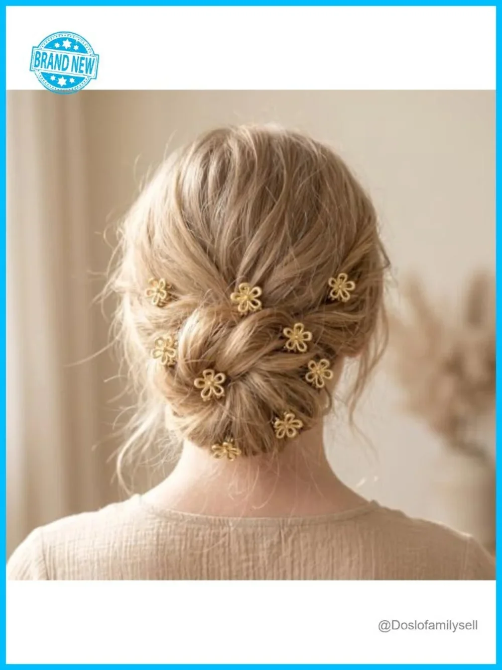 12pcs Metal Flower Hair Clips - Interlocking Teeth, Non-Slip (No Color)